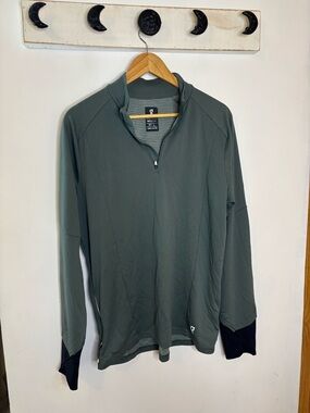 On Running Men's Weather 1/4 Zip Shirt Slate Green Black Trim